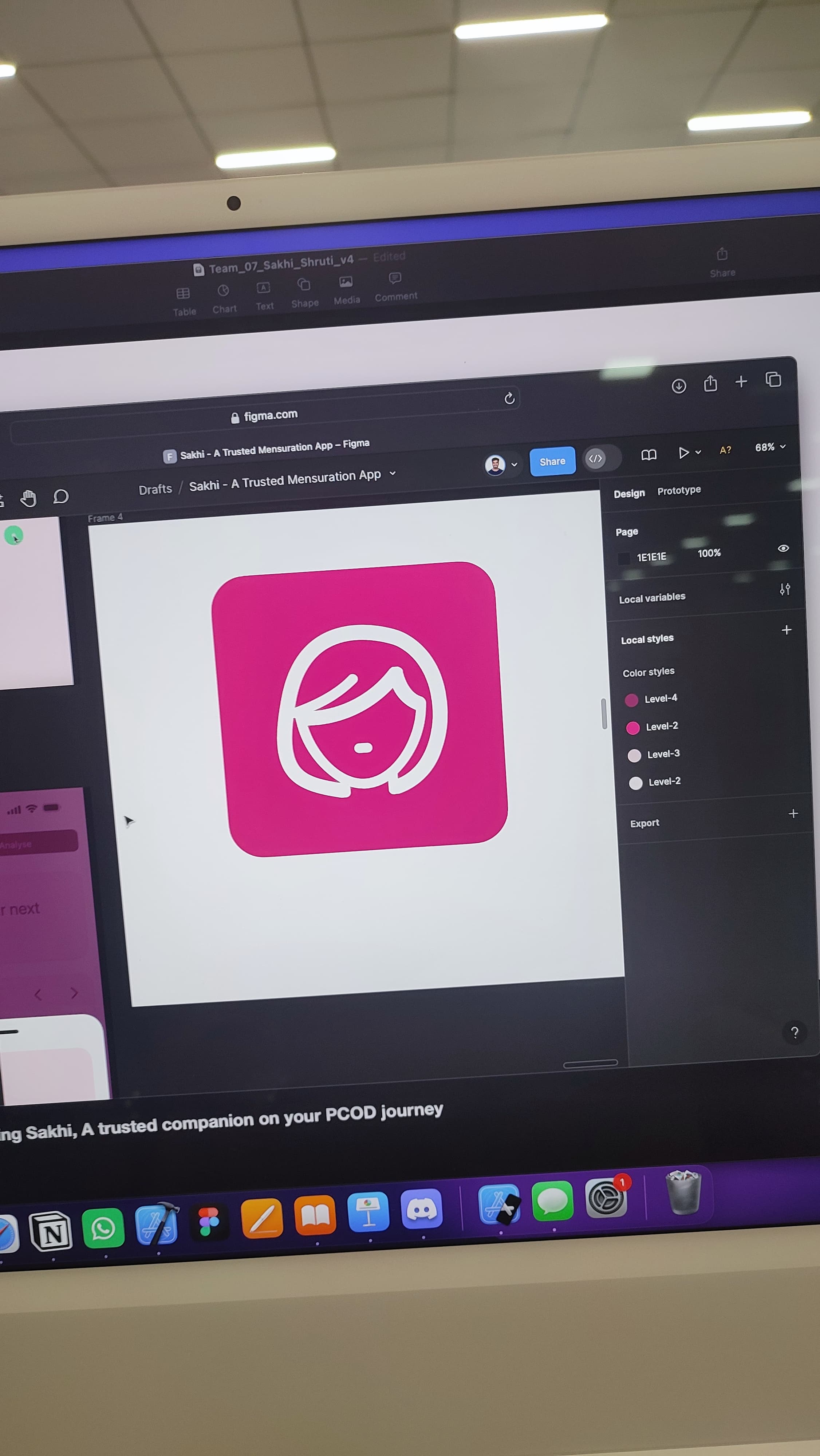 The Sakhi app icon being designed in Figma